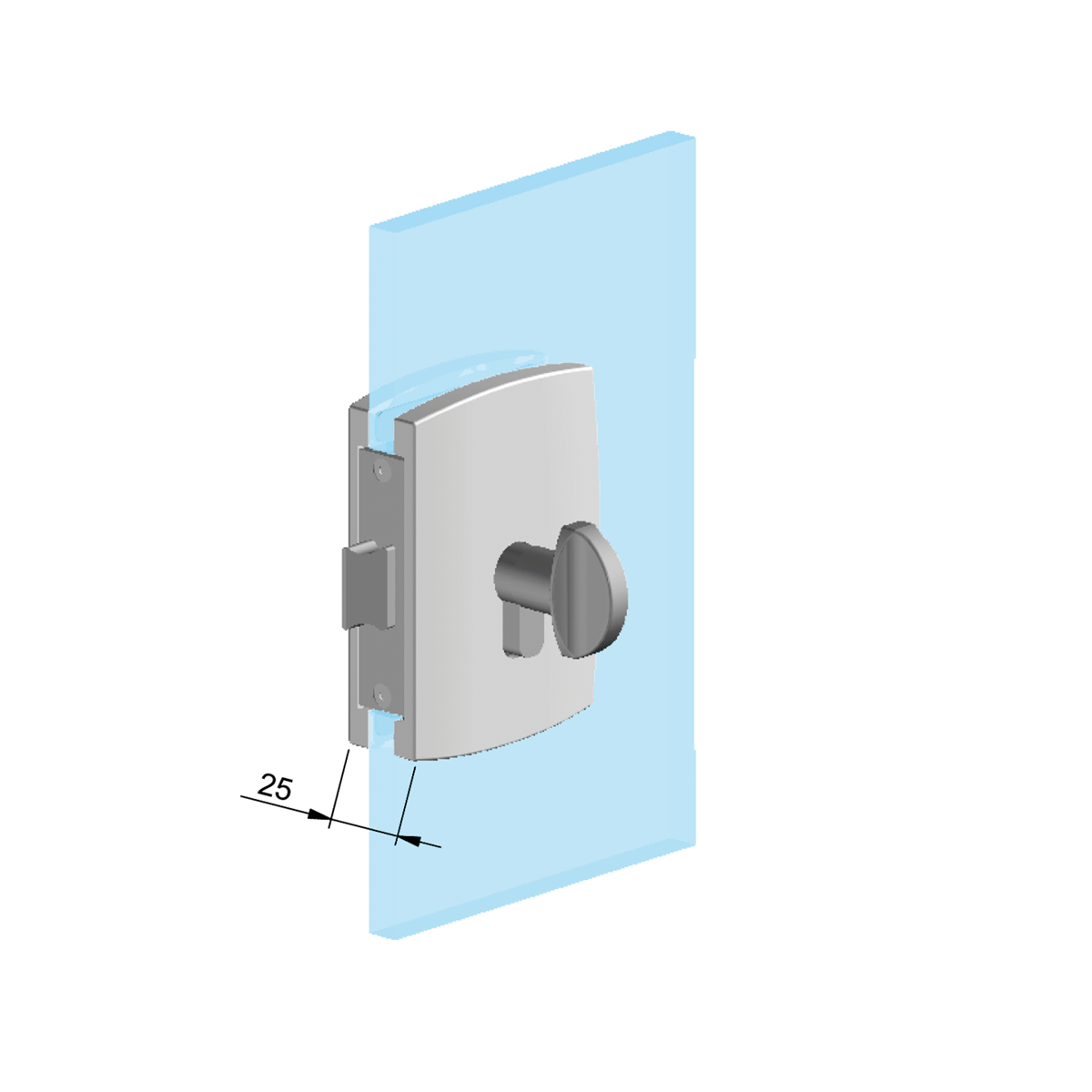 Slika: CO SER004FY-Z2B (10000/A) Brava za staklena vrata na cilindar s gumbom