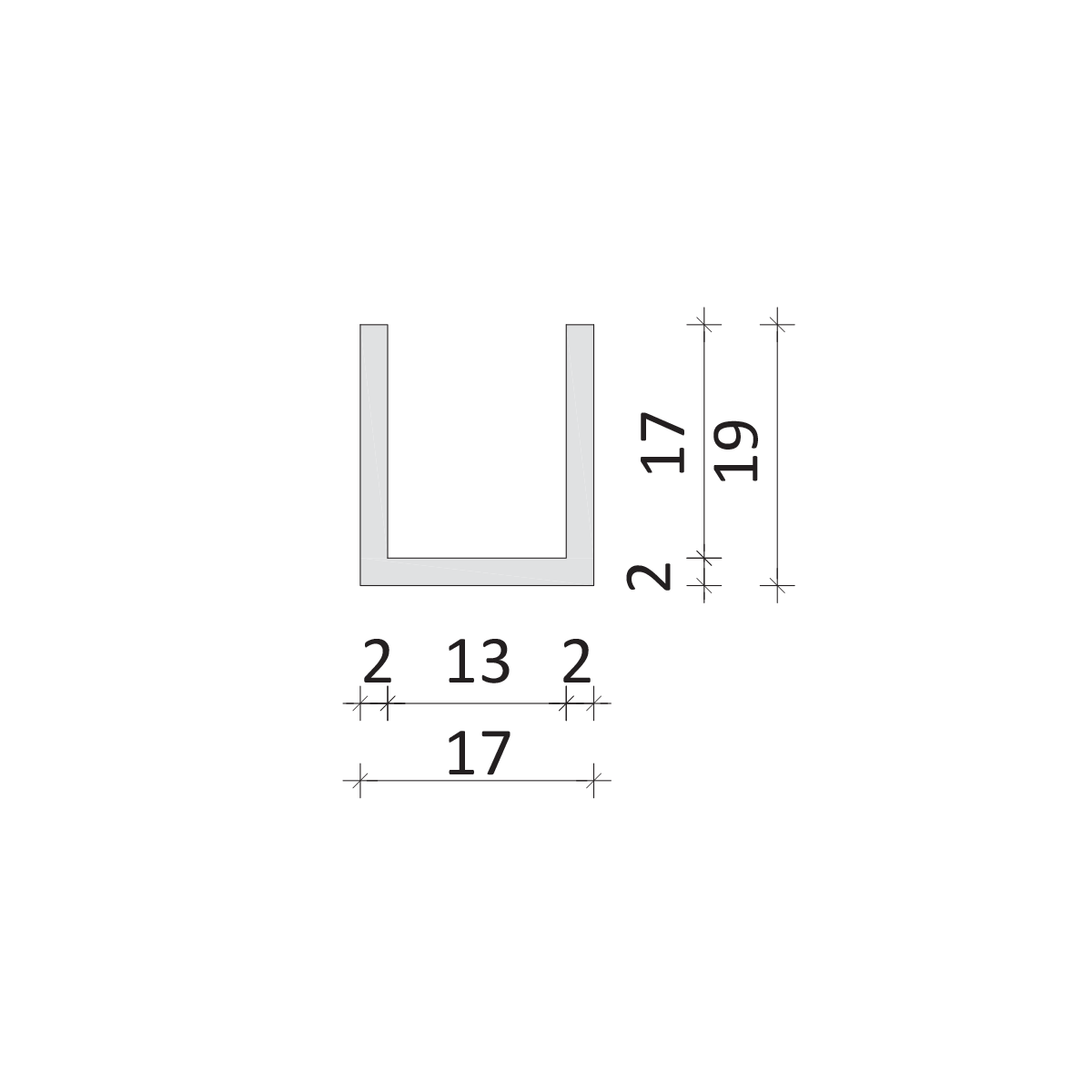 Picture of U profile alu POL 17x19 SDCD12BA for shower enclosure