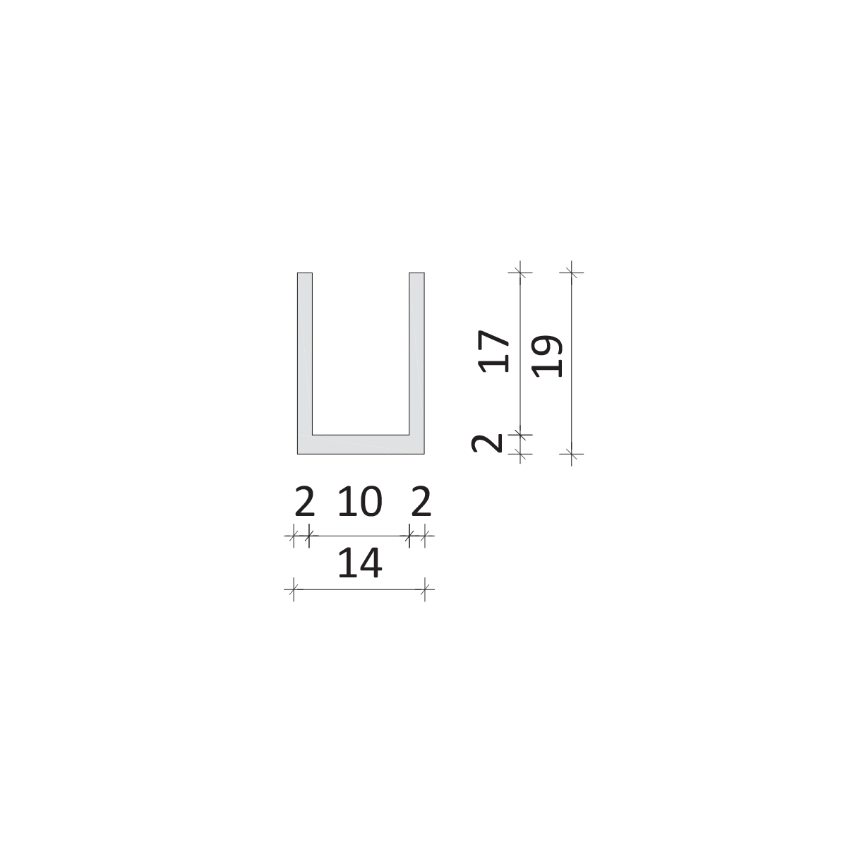 Picture of U profile alu SAT14x19 SDCD38A for shower enclosure