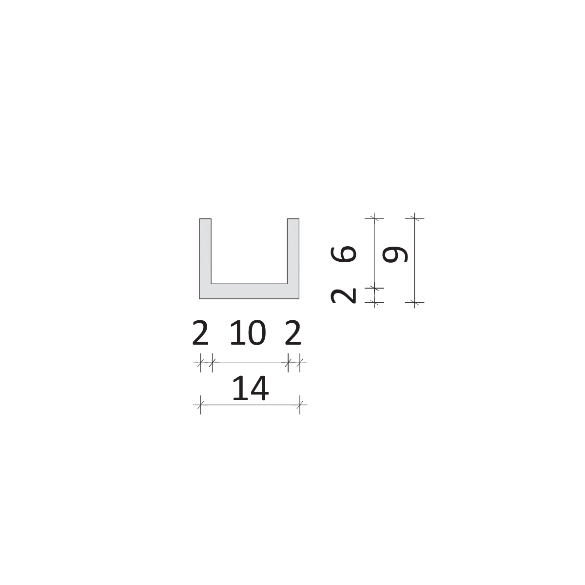 Picture of U profile alu POL 14x9 SDCR38BA for shower enclosure