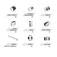 Slika: S HOA001 ix POL Lara SET za tuš kabinu kutna 1000x1000mm